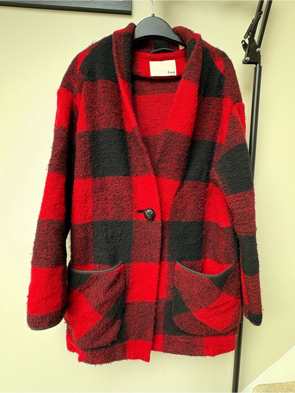 Wilfred Free Red and Black Off Duty Wool Jacket